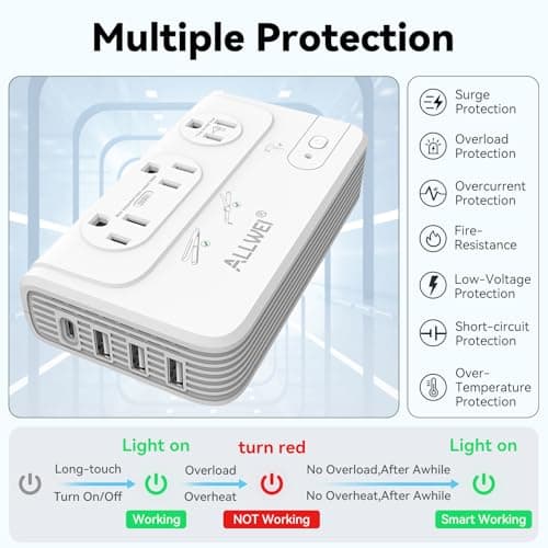 ALLWEI 2000W Voltage Converter 220V to 110V Travel Adapter - Thumbnail 6