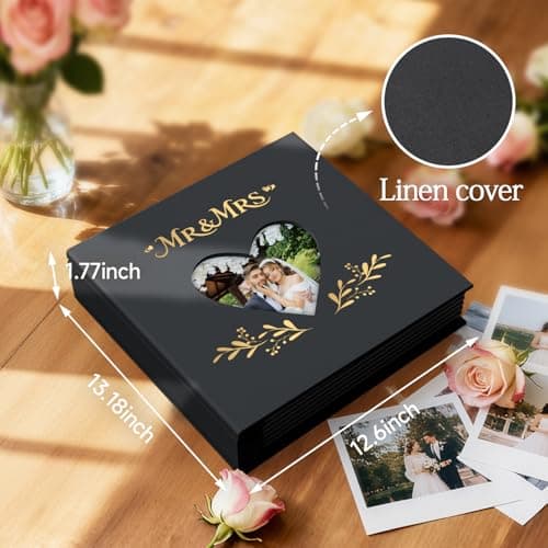 Barsone Linen Wedding Photo Album 4x6 with 400 Pockets(Large Capacity Customizable Memory Book, Custom Engraved Cover, Bridal Photo Album for Engagement, Gifts & Memory Keepsake) - Thumbnail 2