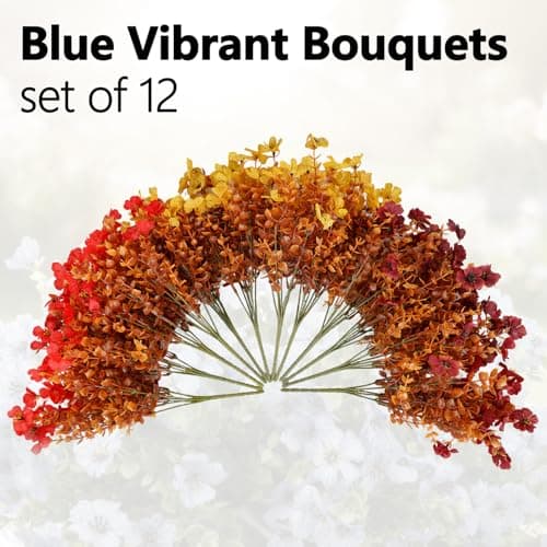 Enlightcode Artificial Fall Flowers for Outdoors, Artificial Mums of Fake Flowers for Outdoor Planters, No Fade Vibrant Artificial Flowers for Porch Patio Yard Decoration, 12 Bundles - Thumbnail 5