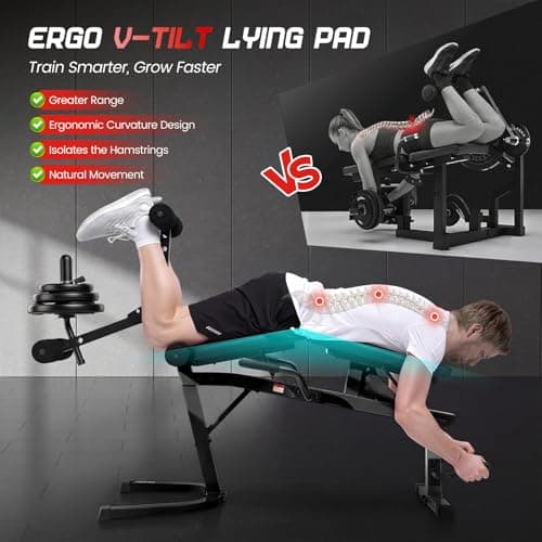ANCHEER Leg Extension and Curl Machine, 880LBS Adjustable Leg Curl Machine, Seated Leg Extension and Lying Curl Machine for Home Gym, Leg Workout Equipment Compatible with 1" and 2" Plates - Thumbnail 3