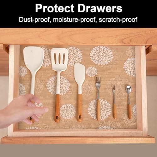 Cooyes Shelf and Drawer Liners for Kitchen Cabinets, Non Adhesive Cabinet Liner, EVA Waterproof Durable Non-Slip Drawer Mats for Shelves, Refrigerator, Storage, Desks（17.5" W x 197" L） - Thumbnail 2