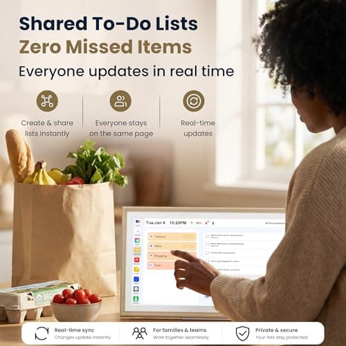 Winnovo 15.6-Inch Smart Digital Calendar & Photo Frame for Family, Wall Planner with Light Wood Frame, Auto-Sync to Apple, Google & Outlook, Touchscreen Display with Chore Chart, To-Do Lists & Meal Planner, No Subscription - Thumbnail 5