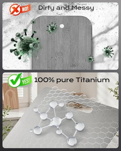 Katori Titanium Cutting Board for Kitchen, Food Grade 100% Pure Titanium Cutting Boards for Kitchen, Non-Toxic Double-Sided Chopping Board, Dishwasher Safe, Easy to Clean – 12 x 9 Inch - Thumbnail 4