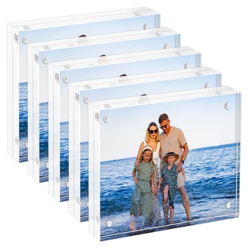 Acrylic Picture Frames 5 Pack,5X7 Double Sided Magnetic Picture Frames, 10+10mm Thick Block，Clear Freestanding Transparent Acrylic Frames, Gifts for Women Mom Grandma Father Girlfriend Sister - Image 1