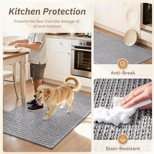 PADOOR Kitchen-Rugs Non Slip Washable, Absorbent Kitchen Mats for Floor, Soft Braided Kitchen-Mat, Farmhouse Kitchen Floor Mat Sink Rugs for Kitchen Floor (Grey and Black, 20"x32") - Thumbnail 6