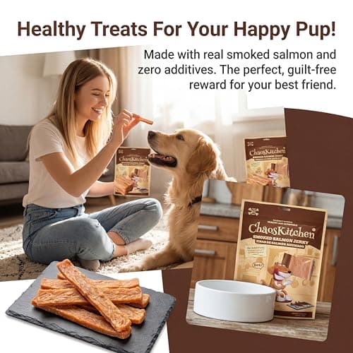 Chaoskitchen Smoked Salmon Jerky Dog Treats, Wild Caught Grain Free Slices with Omega 3 for Skin & Coat, High Protein Training Rewards, Puppy & Senior Friendly for All Breeds, 8.8 oz (250g) - Thumbnail 2