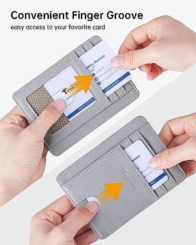 Teskyer Slim Wallet for Men, Minimalist Front Pocket RFID Blocking Leather Wallet Credit Card Holder for Men & Women - Thumbnail 5