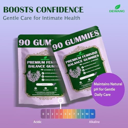 DEWANG Premium Feminine Balance Gummies for Women’s - Immune Support& PH Balance - Vegan, Gluten-Free - Grapes Flavor, 90 Count 45 Servings (2, Grape) - Thumbnail 2