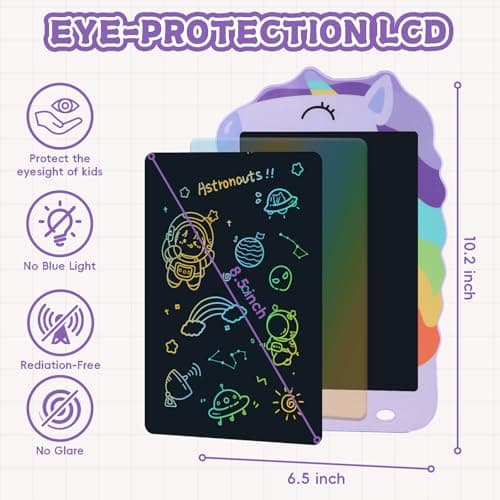 Unicorn Toys LCD Writing Tablet for Girls Kids,Colorful Toddler Drawing Tablet for Educational Baby Girl, Doodle Board Pad Toy for 3 4 5 6-12 Years Old Kid Birthday Party School, 8.5 Inch Purple - Thumbnail 6