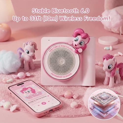 My Little Pony Mini Bluetooth Speaker, Portable Wireless, 10m Range, 5.5H Playtime, Type-C Charging, Pink - Thumbnail 2