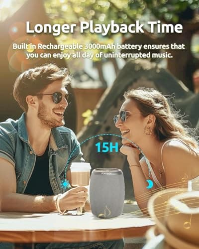 Bluetooth Speaker, Portable Wireless Speaker with Powerful Loud Stereo Sound, BT5.3, IPX5 Waterproof, TWS Pairing, for Outdoor Home Party Camping, Beach Essentials Electronics, Ideal Gifts (Gray) - Thumbnail 4