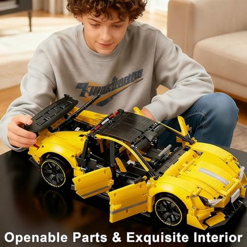PIKARO Sports Race Car Building Set for Adults & Boys, 2143 Pieces 1:10 MOC Collectible Model Car Kit for Display, Racing DIY Kit Toy Set Birthday Gift for Kids Teens Ages 8-14 12-16 - Thumbnail 4