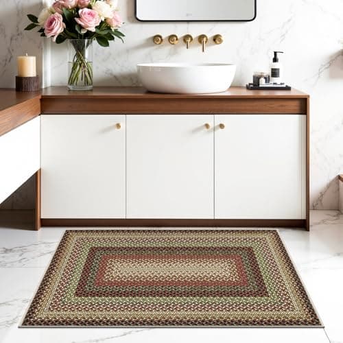 Ileading Faux Braided Indoor Door Mat 2'x3' Washable Farmhouse, No-Shed Non-Slip Woven Carpet, Pet Friendly Stain Resistant Jute Style Rug for Entryway Kitchen Laundry Room - Thumbnail 3