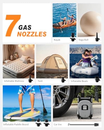 GICLE Paddle Board Pump Electric 12V DC, SUP Air Pump with Dual Stage Fast Inflation & Auto-Off, Electric Air Pump for Inflatable Paddle Board, Boat, Kayak, Air Mattress,Tents (DC12V 22PSI) - Thumbnail 4