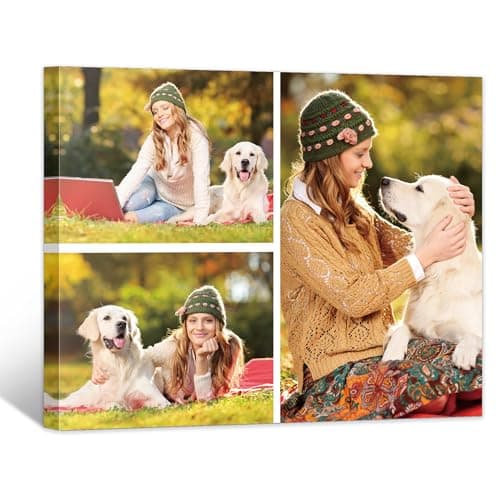 GagetElec Canvas Prints with Your Photos Canvas Pictures Custom Personalized Photo Picture Canvas Customized Photo Personalized Wall Art Valentines Day Gifts for Couple Framed Horizontal (3 Photos) - Image 1