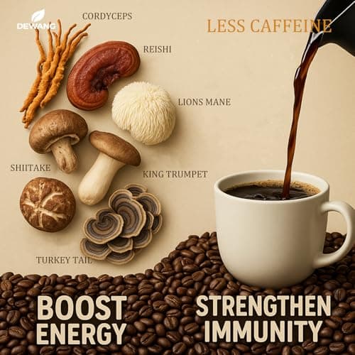 Mushroom Coffee 6 Mushroom Instant Blend with Lion’s Mane, Cordyceps, Reishi, King Trumpet, Shiitake & Turkey Tail – Supports Energy, Focus, Mood & Immune System – 30 Servings - Thumbnail 3