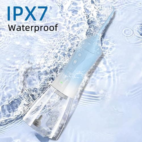 Water flosser+Electric Toothbrush Combination Set -5-Speed Sonic Electric Toothbrush, 4-Speed Portable Water flosser, Super Waterproof, a Great Gift for Friends (Blue) - Thumbnail 6