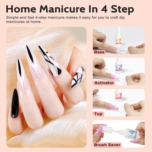 Lavender Violets Dip Powder Liquid Set with Activator, Base Top Coat and Brush Saver 0.5oz/Bot Nail File Necessary Tools for Dipping Powder Acrylic Manicure Pedicure J775 - Thumbnail 6