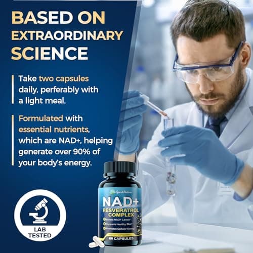 NAD+ Supplement for Women & Men – Resveratrol, Urolithin A & CoQ10 Complex, Supports Cellular Energy - NMN & NMNH Alternative - Healthy Aging & Skin Wellness, Third-Party Tested, 60 Capsules - Thumbnail 5