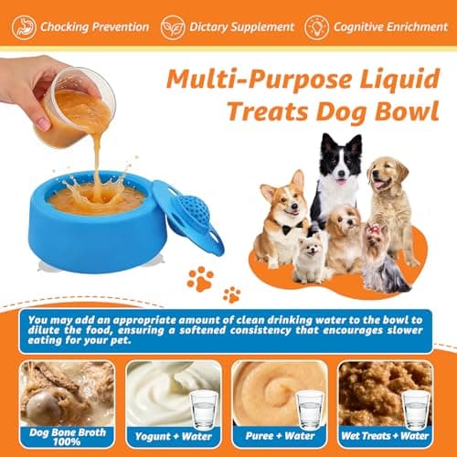 Dog Lick Bowl, Food‑Grade Licking Bowl for Bone Broth & Yogurt, Interactive Slow Eating Toy for Anxiety Relief Boredom, Anti Slip Base Slow Feeder Dog Lick Bowls Rolling Ball - Thumbnail 4