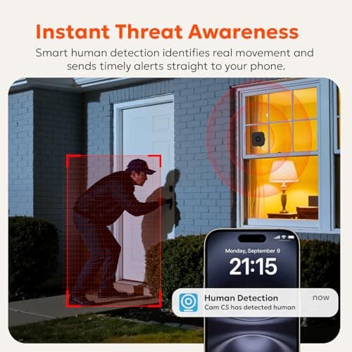 owltron 2K Window Camera, 5G & 2.4GHz WiFi Indoor Cameras for Home Security with Al Color Night Vision, Human/Motion Detection, Real-Time Alerts, Anti-Glare, Easy & Quick Install, 24/7 Recording - Thumbnail 5