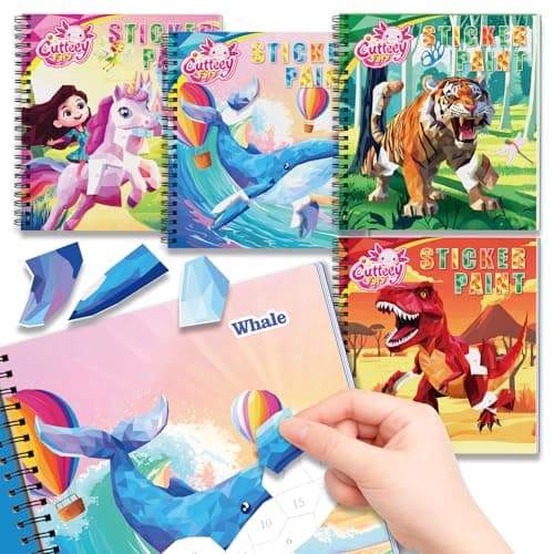 4Pcs Educational Sticker Puzzle Book for Kids, Travel Puzzle Sticker by Number Activity Books with Story - Airplane Car Road Trip for Girls Kids Early Learning, Screen Free, Separation Anxiety Gifts - Image 1