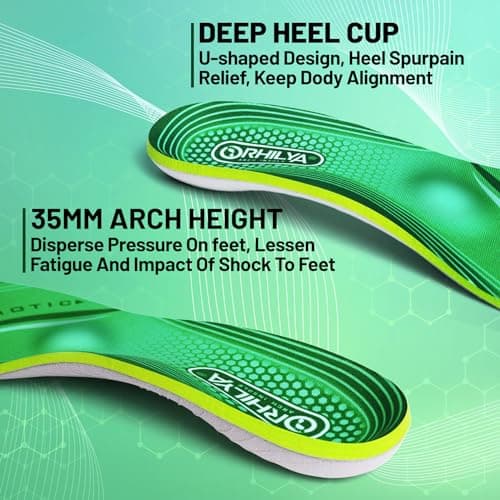 ORHILYA 220lbs+ High Arch Support Insert Plantar Fasciitis Relief Metatarsal Pain Orthotic Insole for Men & Women Standing All Day, Flat Feet Heel Comfort Work Boot Shoe Inserts,290MM Size 10 - Thumbnail 3
