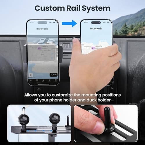 DIAMOOKY Upgraded Metal Phone Mount Compatible with Jeep Wrangler JK JKU 2018 2017 2016 2015 2014 2013 2012 2011 Accessories, Dash Phone Holder with Duck Mounts System Kit - Thumbnail 5