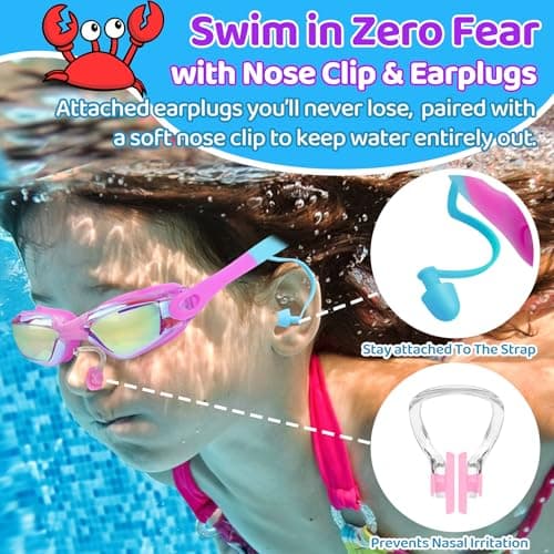 Vvinca Swimming Goggles for Kids 3-15 years-2 Pack, Kids Goggles Anti-Fog/UV No Leaking Swim Goggles for Kids - Thumbnail 3