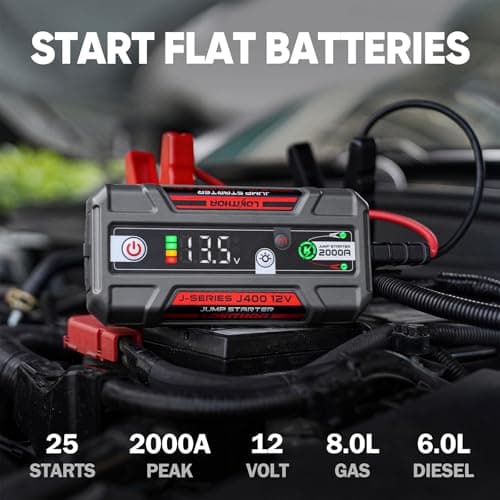 LOKITHOR J400 Portable Jump Starter, 12V 2000A Lithium Battery Booster with ConnectMax Tech, Car Jumper Box for Up to 8.0L Gas & 6.0L Diesel Engines, Smart Digital Display - Thumbnail 3