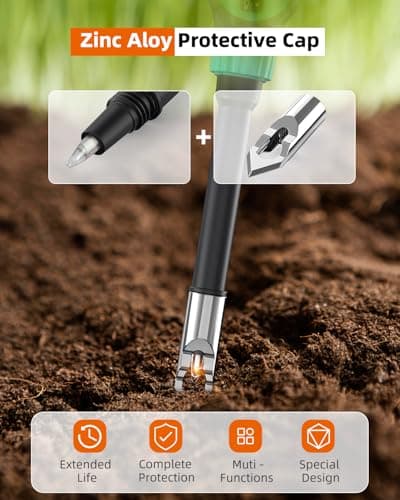 Tadeto Soil pH Tester, High Accuracy Digital pH Meter for Soil, Garden, Water, Plants, Solution and Food, Soil pH Test Kit with Thermometer LCD Display, Calibration Powder and Alloy Protective Cap - Thumbnail 2