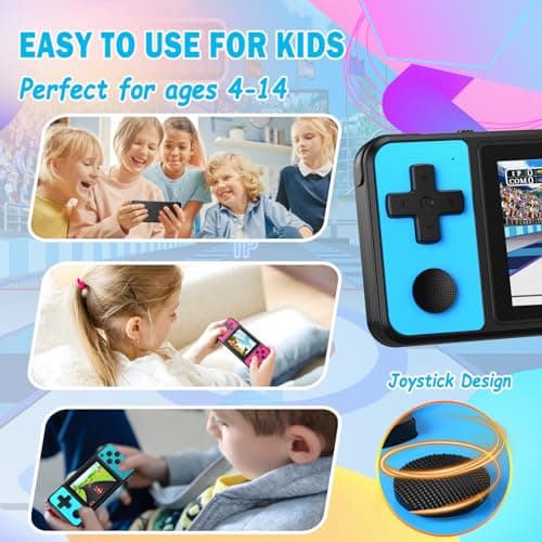 Beico 32 Bit Handheld Games for Kids Preloaded 139 Video Games,Portable Electronic Toys with 3.0" IPS Screen Rechargeable Battery,Gaming System Birthday Gifts for Boys Girls Ages 4-12 (Blue) - Thumbnail 5