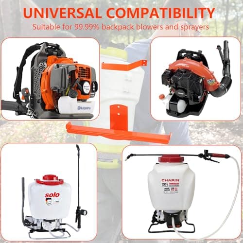 Backpack Blower Rack with Hose Holder - Heavy Duty Backpack Sprayer Wall Mount with Dual-Sided Hooks, Space-Saving Backpack Hanger for Weed Eater, Hedge Trimmer and Chain Saw, 330lbs Load Capacity - Thumbnail 6