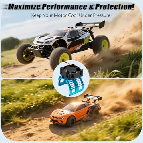 Alloy Heat Sink with 5V Cooling Fan for Traxxas Trx4 Slash ARRMA SCX10 and 1/10 RC Car - Compatible with 540, 550, 3650 Size Brushless Motor(Blue) - Thumbnail 6