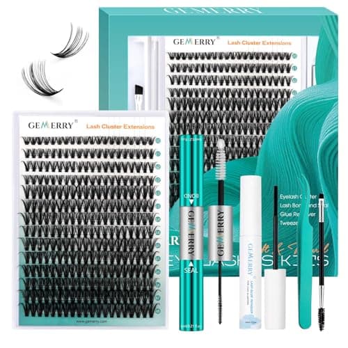 GEMERRY Lash Extension Kit 40D Lash Clusters 10-18mm Individual Lashes Clusters Waterproof Lash Bond and Seal Remover Tweezers Brush