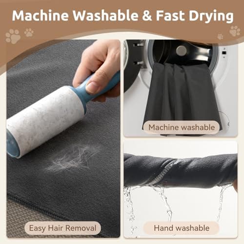 MontVoo Washable Dog Bed Cover, Absorbent Quick Dry Pet Bed Sheet, Easy Hair Removal Couch Covers for Dog/Cat, 24x35 Inches, Waterproof PU Backing Dog Bed Mat for Car Seat/Crate, Cover Only, Darkgrey - Thumbnail 3