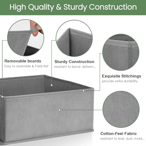 Criusia Drawer Organizer Clothes,16 Pack Underwear Drawer Organizers, Foldable Closet Organizers and Storage Dresser Drawer Dividers Clothing Organizer for Clothes, Socks, Scarves, Bra, Ties (Grey) - Thumbnail 4