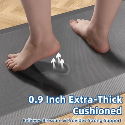 Anti Fatigue Kitchen Mats for Floor, Grey 9/10 Extra Thick Cushioned Standing Desk Mat, Comfort Memory Foam Ergonomic Kitchen Rugs and Mats Non-Slip Waterproof for Office, Kitchen, Sink, 20" x 32" - Thumbnail 3