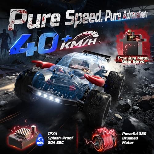DEERC 9311E 1/18 All Terrain Fast RC Cars for Adults 40KPH,4WD Electric Off-Road Remote Control Monster Truck,2.4Ghz High Speed Car,Waterproof Monster Truck with 2 Batteries for Boys & Kids - Thumbnail 2