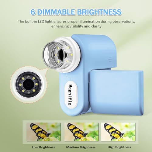 Barchrons 1000X Microscope for Kids 8-12, 4K HD Screen with 6 LED Lights, Portable Microscope for Outdoor STEM Learning, Rechargeable Science Kit, Birthday Easter Gifts for Kids - Thumbnail 5