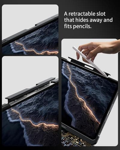 Keyboard Case for iPad Pro 11-inch (M5/M4 2025/2024), Clear Wireless iPad Pro 11 Inch Case with Keyboard Multi-Touch Trackpad, Battery Level Visualization with 360° Rotatable & Pencil Holder, Black - Thumbnail 5