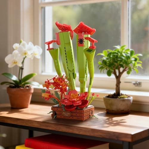 JAKI Carnivorous Plant Bonsai Building Set - Sarracenia Pinguicula Drosera Artificial Plant Model Toy for Desk or Home Decor, Gift Idea for Nature Lovers Adult Kids 12+ - Thumbnail 2