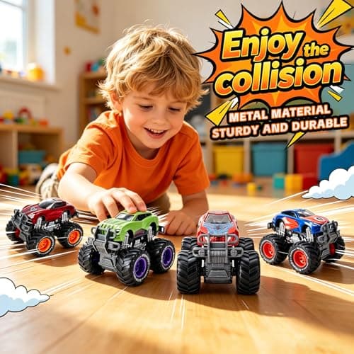 Iridety Movie Superhero 1:64 Scale Monster Trucks Toy Trucks,Metal Body,Giant Wheels, Favorite Characters and Cool Designs, Age 3, 4-8 and Above（Hulk） - Thumbnail 5