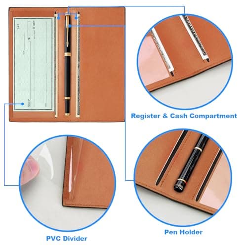 CASMONAL Premium Leather Checkbook Cover for Men and Women Checkbook Holder Wallet RFID Blocking - Thumbnail 3