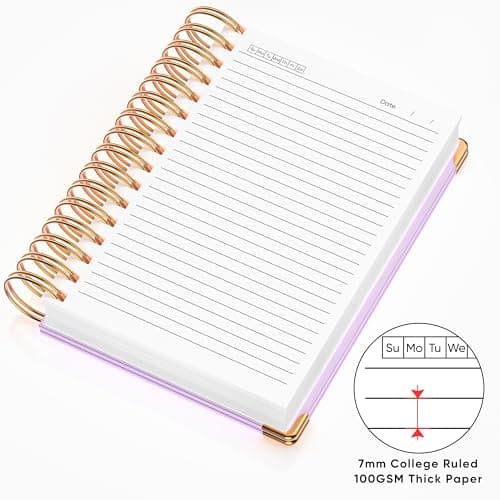 MSTONAL Lined Spiral Journal Notebook for Women Men, Medium A5 300 Pages, College Ruled Hardcover Notebooks for Work and Note Taking, Journals for Writing - Purple - Thumbnail 3