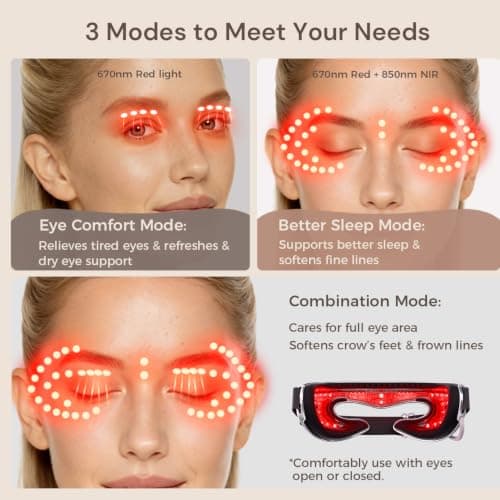 Red Light Therapy for Eyes, Under Eye Red Light Eye Mask for Fine Lines Eye Bags, 3 Modes Face Mask Device, Infrared Light Therapy for Dark Circles, Visual Wellness, Eye Fatigue, Jet Lag - Thumbnail 5