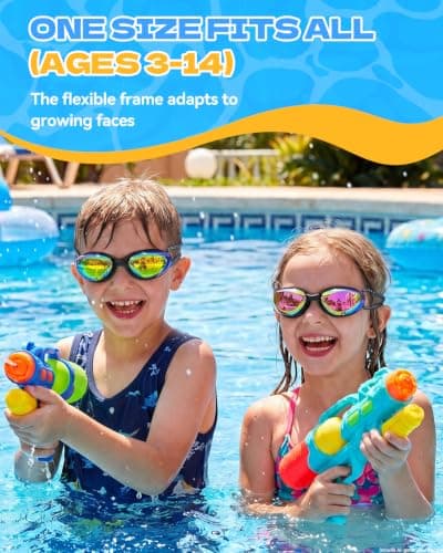 Aegend Swim Goggles Kids 3-14 Anti-Fog Leak-Proof Pool Beach Vacation - Thumbnail 4