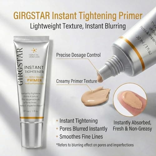 Girgstar Instant Face Blurring & Firming Primer for Face Before Makeup - Perfection Tightener Visibly Smooths the Look of Fine Lines, Wrinkles & Pores - Grips Makeup for Long Wear & Shine Control - Thumbnail 2