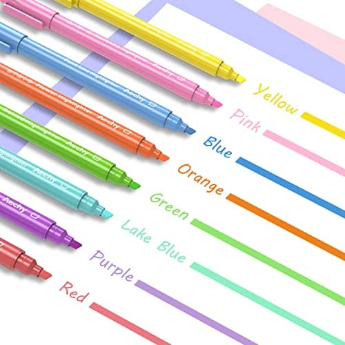 AECHY 8PCS Curve Highlighter Pen Set, Dual Tip Marker Pens with 6 Different Curve Shapes & 8 Colors Mark Lines, Aesthetic Curve Marker Highlighter for Journal Planner School Supplies - Thumbnail 4