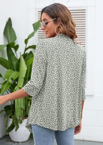 Heymoments Cardigan for Women Spots 3X-Large Draped Open-Front 3/4 Sleeve Lightweight Casual Soft Drape Summer Fall Kimonos Cardigans - Thumbnail 5